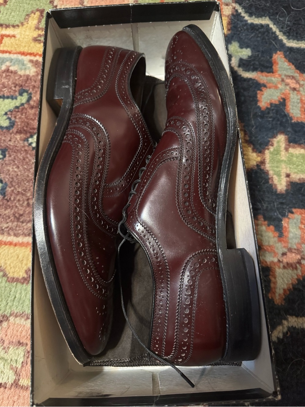 Allen Edmonds Burgundy Wingtip Oxfords - Picture 4 of 8